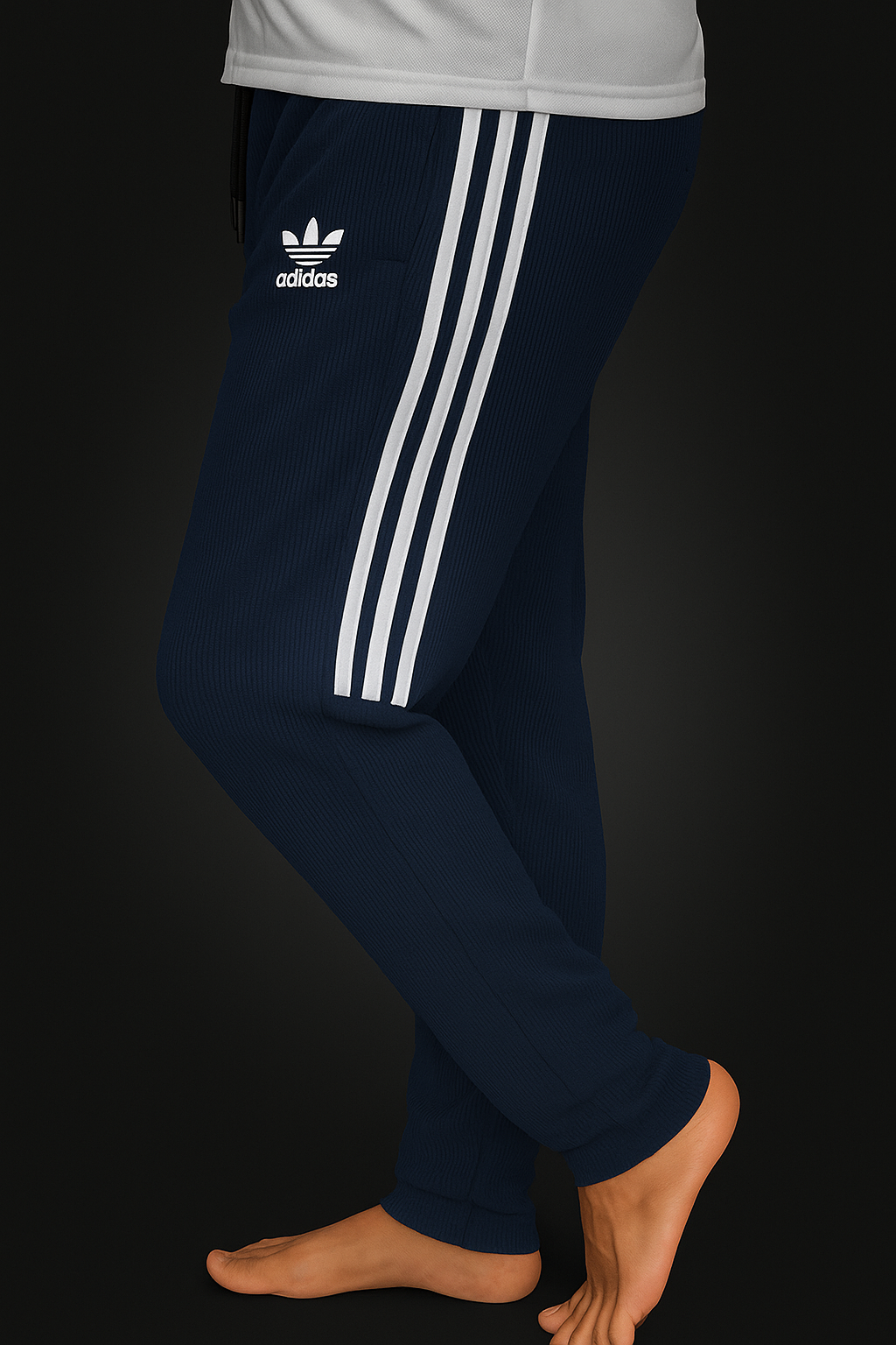 Adds Three-Stripes Textured Trouser - Navy Blue