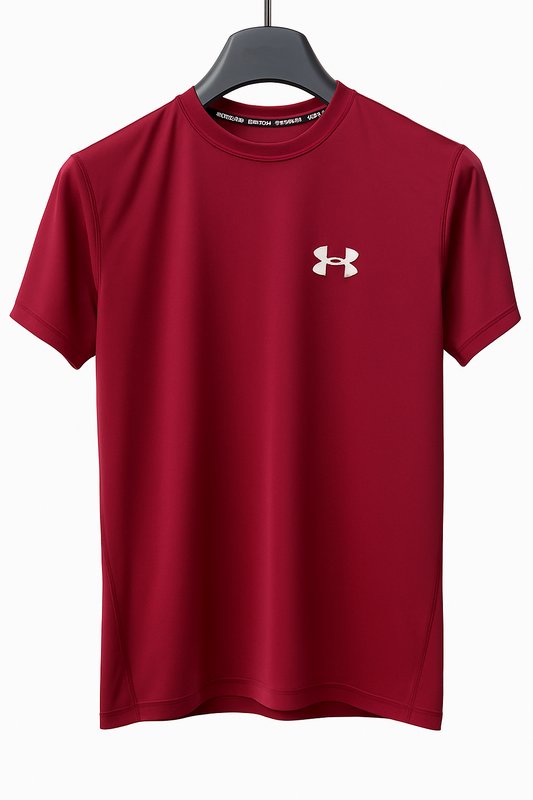 Undr Amr Men’s Activewear (Dri-Fit) Short Sleeve T-Shirt – Wine Red